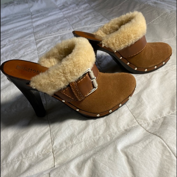 Michael Kors Suede Shearling Lined Clogs - Picture 2 of 6
